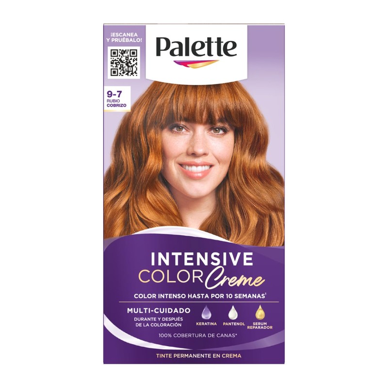 Palette Tinte para cabello Color Creme Rubio Cobrizo 9-7, 50