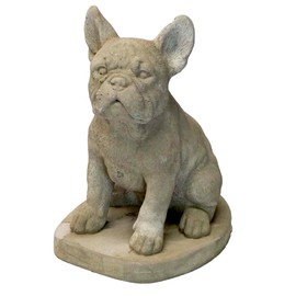 Solid Rock Stoneworks Frenchie Bulldog Concrete Statue, 13" Tall Buff Color