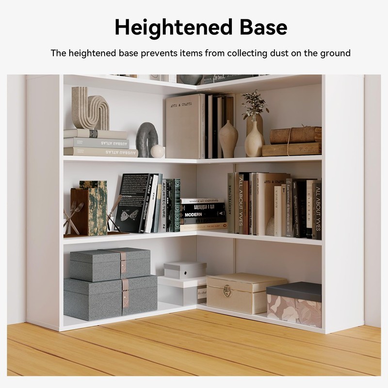 oneinmil Bookcase 6 Tiers with Baffles, Large Corner Bookshelf, 23.62"