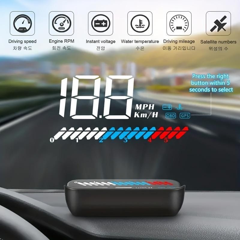 OBD2+GPS Car Projector, MPH KMH Automatic Hud Speedometer, Windshield Car Head Up