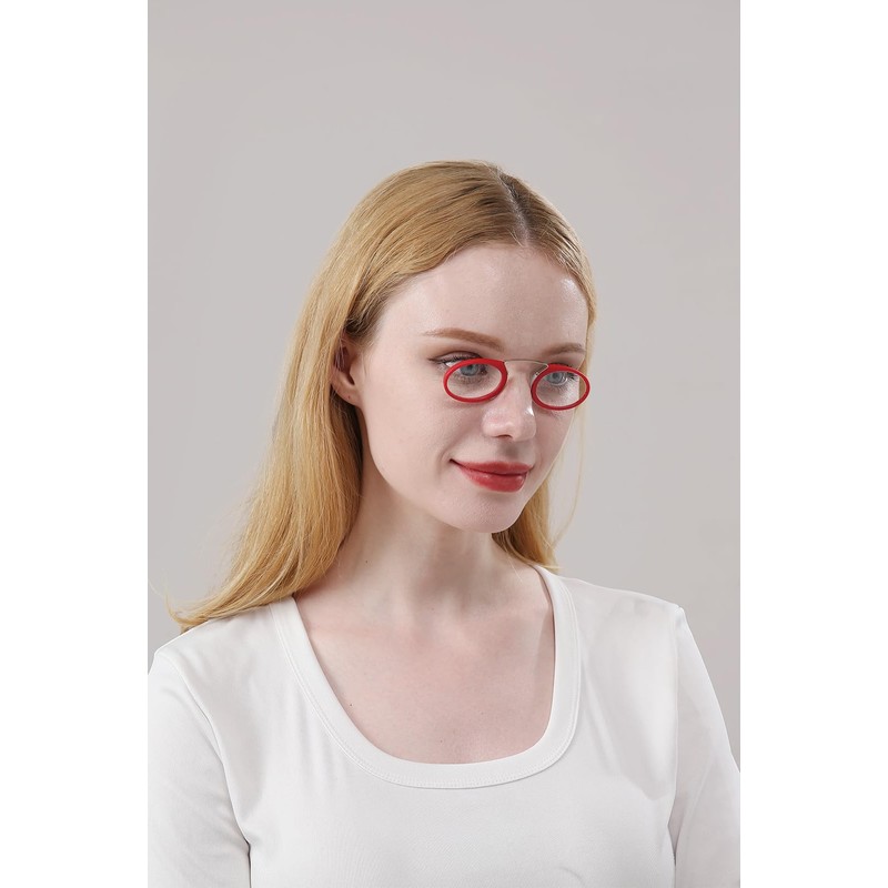 REAVEE 2 Pack Pinch Nose Clip on Reading Glasses Armless