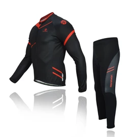 Morethan MT-FVP-005-SET Men's Winter Cycle Jersey, Top and Bottom Set, Fleece Lined, Cold Protection, Genuine Product, red