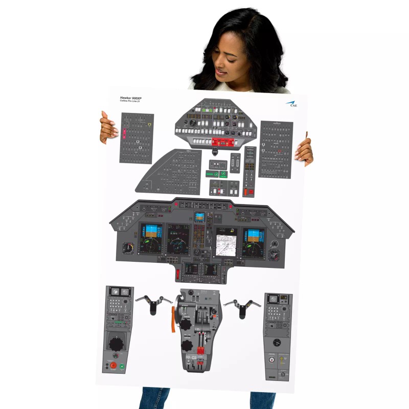 Hawker 900 XP Pro Line 21 Cockpit Poster 24in x