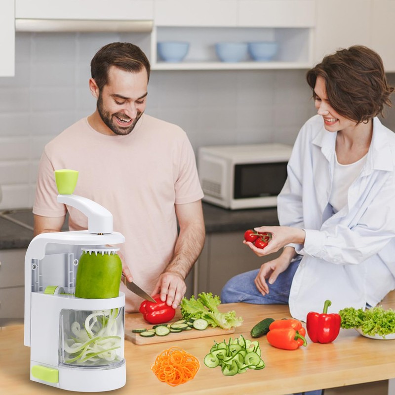 Spiralizer Vegetable Slicer 4 in 1 Rotating Blades Veggie Spiralizer,