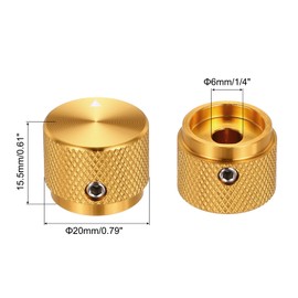 sourcing map 4 Pcs Aluminium Potentiometer Knobs, 1/4" (6mm) Universal Volume Tone Control Knobs with Arrow Indicator for Guitar, 3/5" Gold(20x15.5mm)