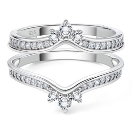 SHELOVES Crown Wedding Ring Guard Enhancers Round Cubic Zirconia 925 Sterling Silver Stack Wrap for Women 5.5