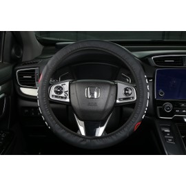 Car Steering Wheel Cover, 14.5-15 Inch Universal Microfiber Leather Covers Non-Slip, Sweat-Absorbent Material, Universal Auto Parts, Suitable for Nissan Most Cars - Black