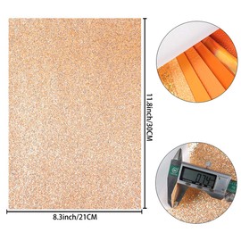 8 Pieces 8x12 Inch Faux Leather Sheets Orange Fine Chunky Glitter Metallic Litchi Patent Holographic Skin Texture Fabric for Bows Earrings Making