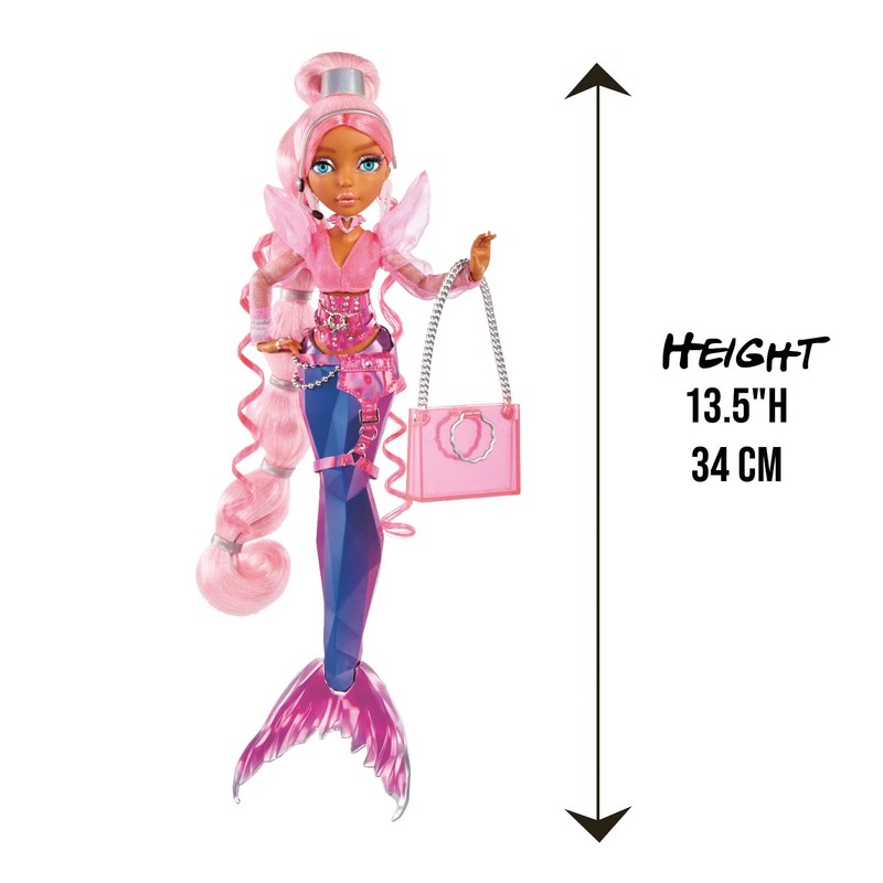 MERMAZE Color Change Harmonique Mermaid Doll with Stylish Accessories, Poseable,