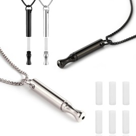 LAMKHOO 2 Pcs Breathing Necklace to Quit Smoking and Vaping - Refillable Essential Oil Diffuser, Fidget Necklace for Anxiety Relief, Smokeless Inhaler with 3 Cotton Pods