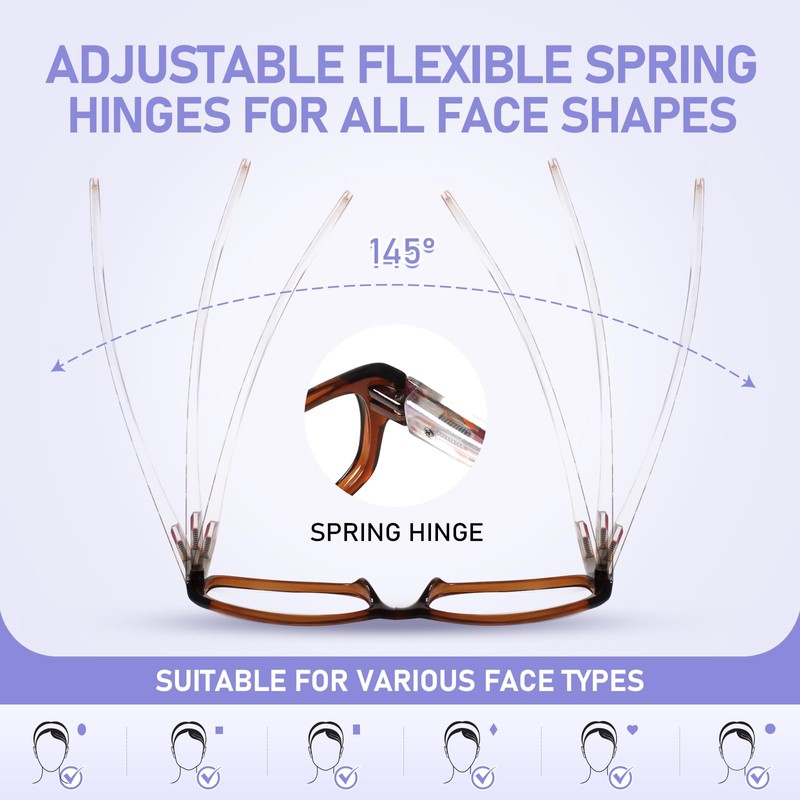 Kerecsen Reading Glasses 5 Pairs Fashion Ladies Readers Spring Hinge