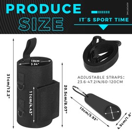 Domensi Magnetic Water Bottle Holder Gym Water Bottle Carrier Bag with Phone Pocket Water Bottle Pouch Sleeve with Silicone Towel Buckle and Sling for Men Women Gym Accessories Organizer (Black)