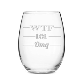Abby Smith WTF - LOL - OMG 21 oz Stemless Wine Glass - Set of 4