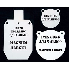 12x20 IDPA/ISPC, 12 & 8in Gongs 3/8in AR500 Steel - 3pc Metal Shooting Targets