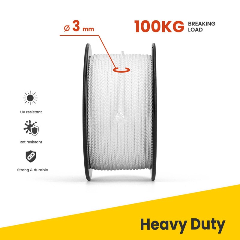 Brotree Polyester Rope 3 mm x 50 m White -