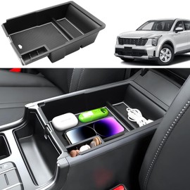 Coleya 2024 Sorento Accessories Center Console Organizer for Kia Sorento (All Trims), Durable ABS Plastic &Anti-slip Rubber 2024 Sorento Console Armrest Tray Insert 2024 Sorento X-Line (White Mats)