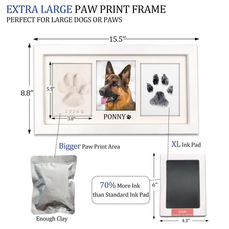 MYPAWLETS Extra Large Paw Print Frame Kit,Dog/Cat Paw Print Kit,Soft