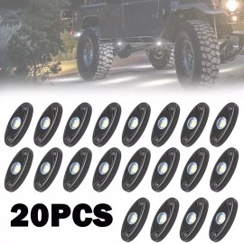 Unbranded 20X White LED Rock Lights Underbody Trail Rig Glow Lamp Offroad SUV Pickup Truck