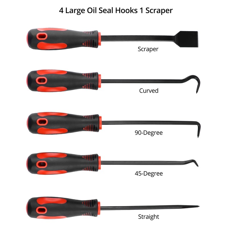QWORK® 9Pcs Long Hook and Pick Set with Scraper, RemovalPullerHook,