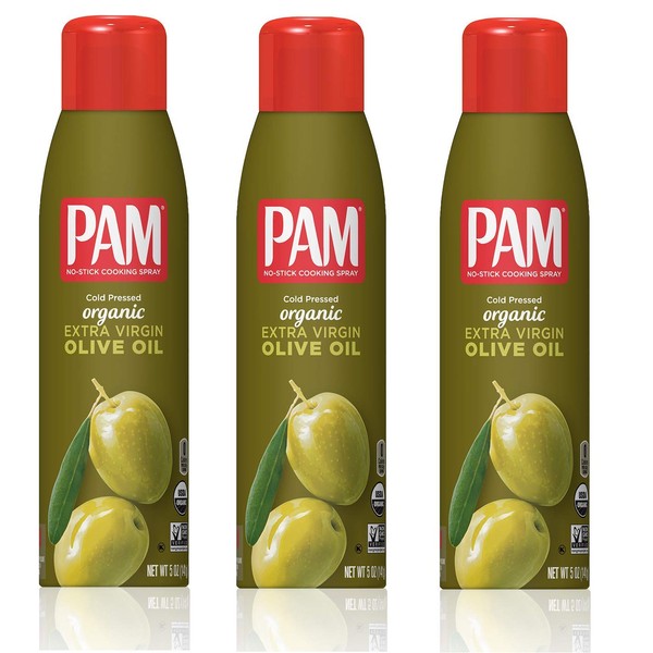 Pam Organic Olive Oil Cooking Spray 5oz Can (Pack of 3)