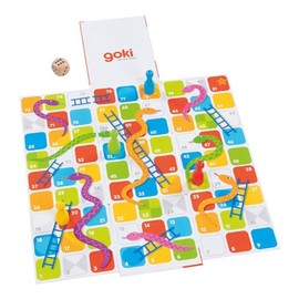 Goki 56636 XXL Snakes and Stairs in a Pop Up Bucket Traditional Games, Colourful