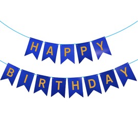 Blue Birthday Bunting Banner,Letters Birthday Banner Party Supplies