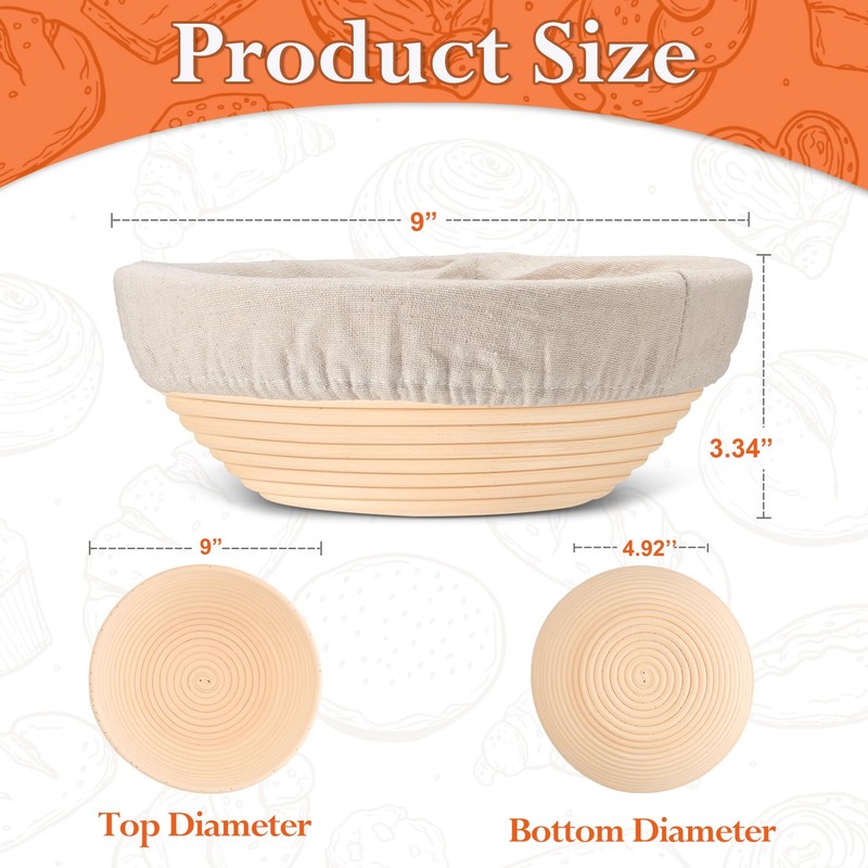 P&P CHEF Bread Proofing Baskets for Sourdough, 9 Inch Proofing