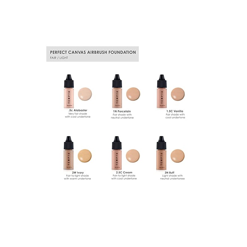 Temptu Perfect Canvas Hydra Lock Airbrush Foundation Starter Set, Fair/Light