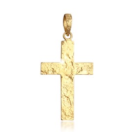 Kuzzoi Silver Cross Pendant for Chains / Necklaces, Made of Solid 925 Sterling Silver, 54 mm High, Weight 7 g, Very High-Quality and Exclusive, Gold-Plated Silver, Gold