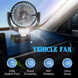 Casedazzle 12V USB Car Cooling Fan 360° Rotatable Portable Office Desk Truck Air Cooler Fan