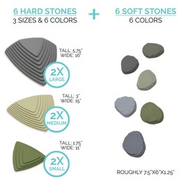 JumpOff Jo - Rocksteady - Balance & Coordination Enhancing Blocks and Stepping Foam Stones, Sensory Toys for Kids - Indoor and Outdoor Obstacle Course (Camo Green, Plus)