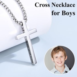 OAVOOK Baptism Gifts for Boys Cross Necklace Teen Boys Christian Religious Jewelry for Son, Grandson, Brother, Nephew
