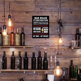 Bang Tidy Clothing Metal Bar Signs Tin Plaque Vintage Style - Ideal Accessories for Home Bar Pub Shed Man Cave Gift - 3 Sizes Bar rules #1