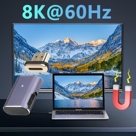 SinLoon Magnetic HDMI Adapter 10 Pin HDMI 2.1 Male to Female Extender Connector 8K UHD Video Compatible with Computer Game Console Smart Box Monitor TV Projector (HDMI Left)