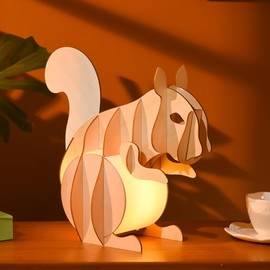 YII WMOC 3D Wooden Puzzle for Adults LED Squirrel Table Lamp 3D Puzzle Building Model Kits Room Teens Girls Boys Brain Teaser Home Decor Little Night Light Birthday Gift
