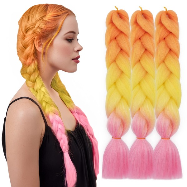 TESS Braids Extensions Gradient 60 cm, Jumbo Braids Kunsthaar Zum
