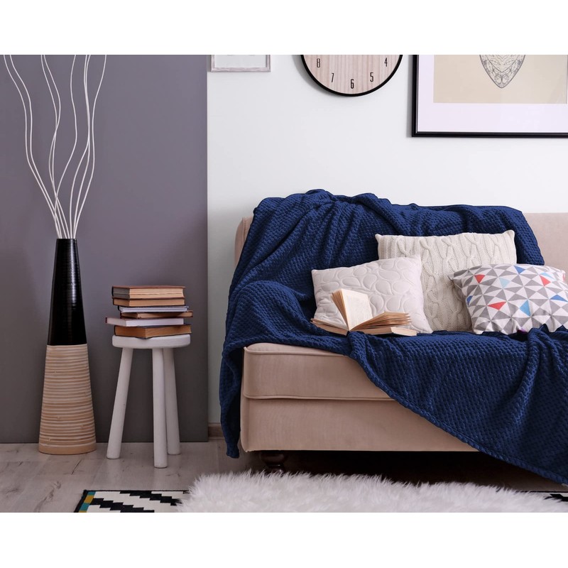 Bear & Panda Waffle Flannel Fleece Mink Throw - Sofa/Bedspread/travel