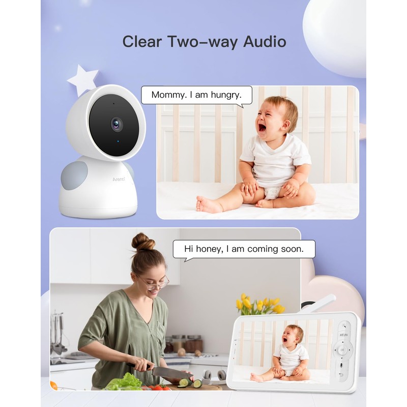 ARENTI 2025 Upgraded 5-Inch Wireless Baby Monitor Display, Parent Unit