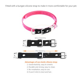 Quick Snap Bungee Dog Collar Strap with D Ring for Most of Electronic Training Shock Collar Receivers-Adjustable Durable Waterproof Odorless 3/4 Inch TPU Collar Replacement for Barking Fence