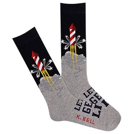 K. Bell Men's Fun American Classics Crew Socks-1 Pairs-Cool & Casual USA Novelty Gifts, Let's Get Lit (Medium Gray Heather), 6.5-12