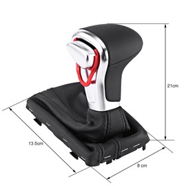 Keenso Car Gear Knob and Shift Boot Set, Auto Automatic Left Hand Drive Gear Knob Gear Knob and Leather Dust Protection Gear Stick Cover for A4L Q5 B8 B8PA