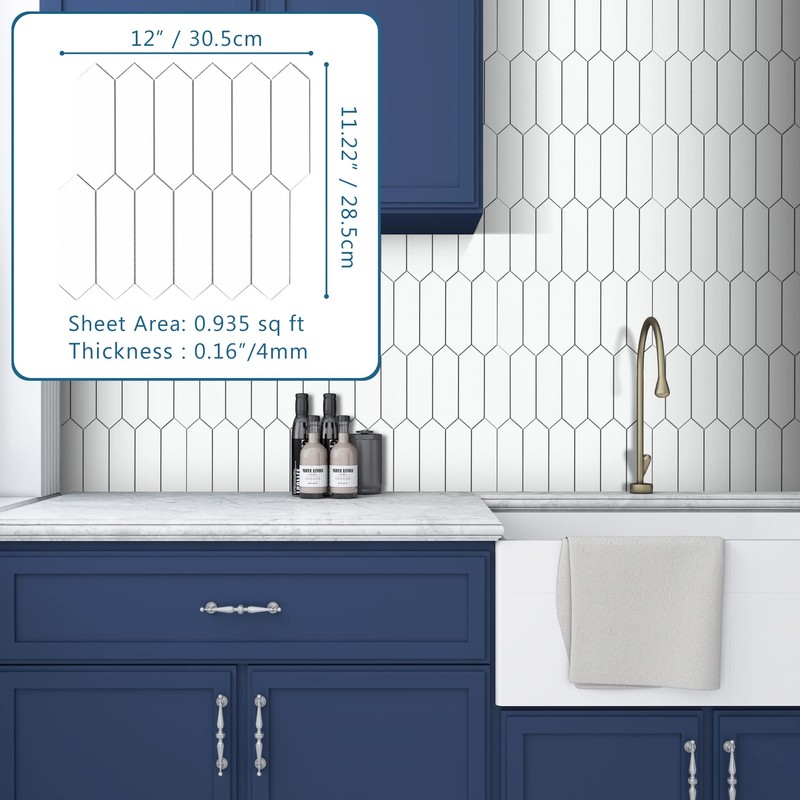 SUNWINGS Backsplash for Kitchen Peel and Stick, Stone Composite Self