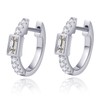 CZ Baguette Hoop Earring Emerald Cut Zirconia | Sterling Silver