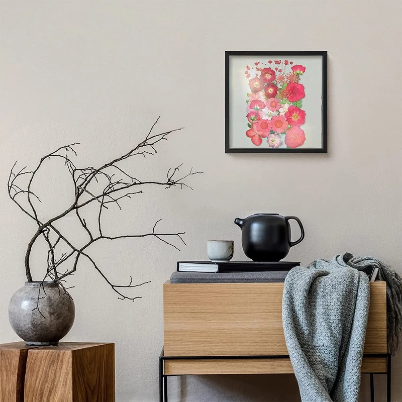 Frametory, Floating Picture Frame 8x8 - Black Aluminum Metal Photo