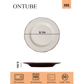 ONTUBE Ceramic Dinner Plates Set of 2, Round Plates Set, Modern Rustic Dinnerware, Microwave, Oven and Dishwasher Safe, White