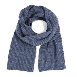Ferruccio Vecchi Men's Donegal Rib Knit Wool Blend Scarf, Blue Jeans