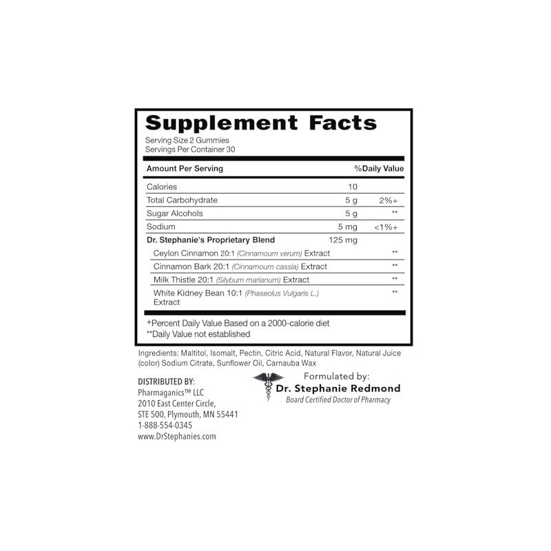 Pharmaganics Dr. Stephanie’s SugarDown Gummies – Ceylon & Cassia Cinnamon