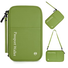 Dizdvizd Passport Holder Travel Wallet, Family Travel Wallet and Document Holder, Large Multiple Passports Holder Organiser, Water-Resistant RFID Blocking Travel Pouch for Women and Men, Green