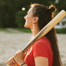 Baseball Earrings For Women Football Softball Baseball Bat Drop Earrings Sports Dangle Earrings For Baseball Fan Jewelry (Silver)