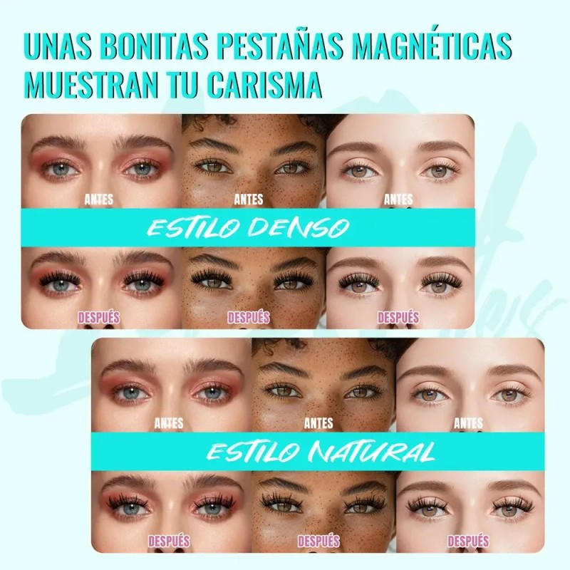 Pestañas Postizas Magnéticas Kit Con Aplicador 2 Pares